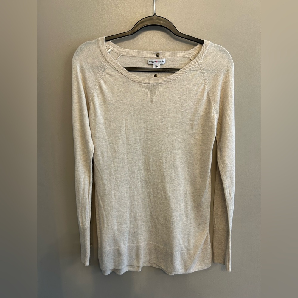 Wear Your Heart On Your Sleeve Y2K sweater size M cream colored button and lace